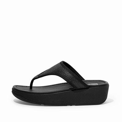 Fitflop Lulu Woven Toe-Post - Sandalen Damen - Schwarz (FTP128659)